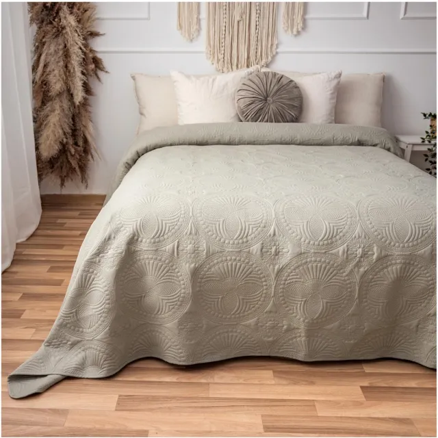 Unyqoos Stijlvolle Mandala Bedsprei voor Elegantie en Comfort in Huis, 170 x 220 cm, Zacht en Onderhoudsvriendelijk beige