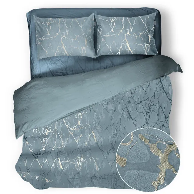 Eleganzzz Dekbedovertrek Marbel Foil Velvet - Mineral - Dekbedovertrek 200x200/220cm - 100% Velvet - Tweepersoons dekbedovertrekken - Abstract Dekbedovertrek Groen