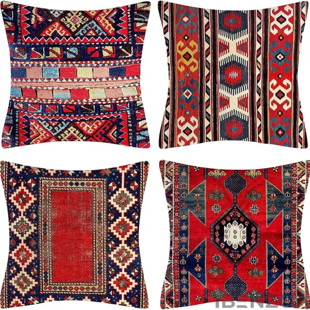 Ibenzoa Decoratieve Kussenslopen - Rood - 40x40 cm - Linnen