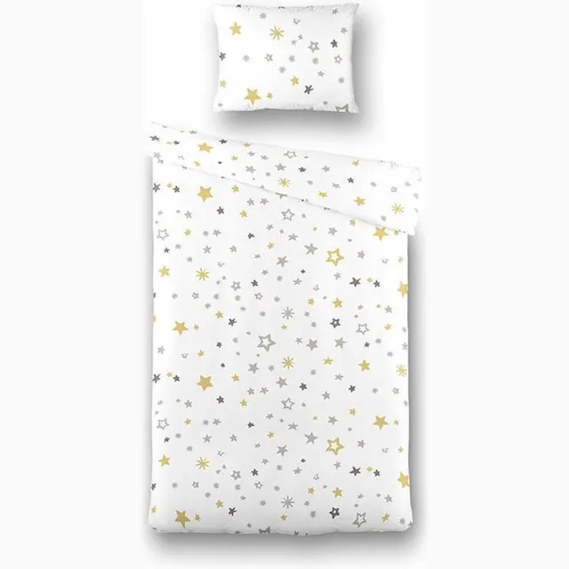 Fresh&Co Kids Junior Kinderdekbedovertrek Starry Nights - Wit - Katoen - Kinderdekbedovertrek met 1 Kussensloop