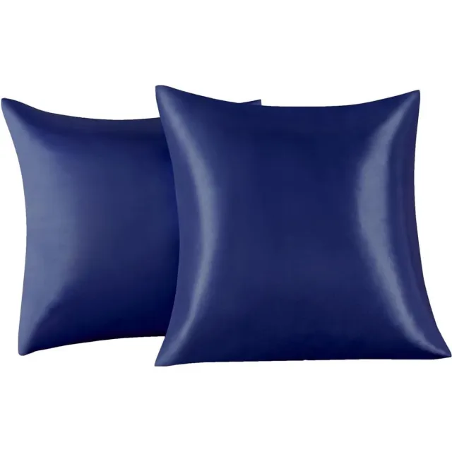 Azalia Luxe Satijnen Kussenslopen Set van 2 - Superzacht en Glanzend 65x65 cm Donkerblauw