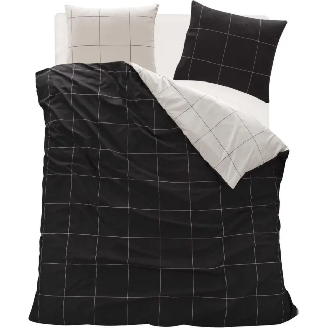 Homéé® Homéé dekbedovertrekset Hollandse carré lits-jumeaux 240x200/220 cm +2 slopen 100% fijne Katoen double face zwart wit Zwart / wit carré