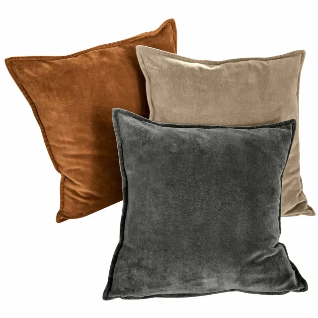 Loberon Kussenhoes set van 3 Lumeau oranje/grijs/beige