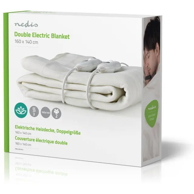 Nedis elektrische onderdeken - PEBL110CWT2 - 2-persoons / 160 x 140 cm - wit