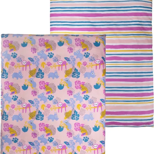 Briljant Baby Dekbedovertrek Jungle Dusk - 120x150 + Sloop 40x60 - Pink Groen