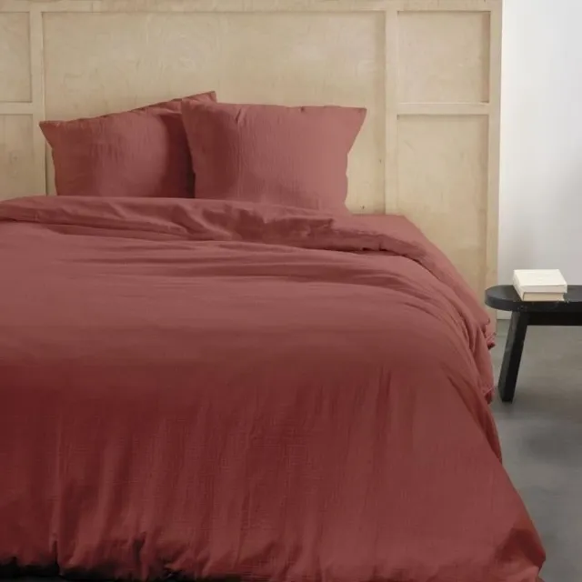 Today Bedset - TODAY - 123670 - 2 personen - 240x220cm - Effen katoenen gaas - Terracotta