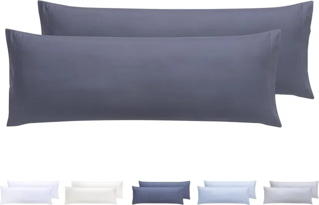 Famanu Set van 2 kussenslopen, extra zachte microvezel, hypoallergeen, 90 x 40 cm, donkergrijs Neutraal