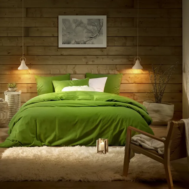 De Witte Lietaer Dekbedovertrek Laura Cactus - Hotelmaat - 260 x 240 cm - Katoen Flanel Groen