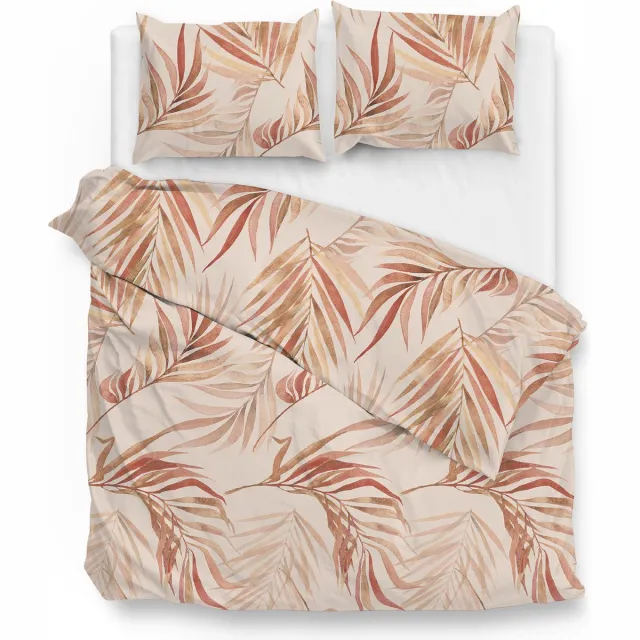 Zo! Home Dekbedovertrek - Orange Print Satijn - B 260 x L 200 cm/B 260 x L 220 cm - Lits-jumeaux extra breed - ZOHS098-72-B 260 x L 200/220 cm