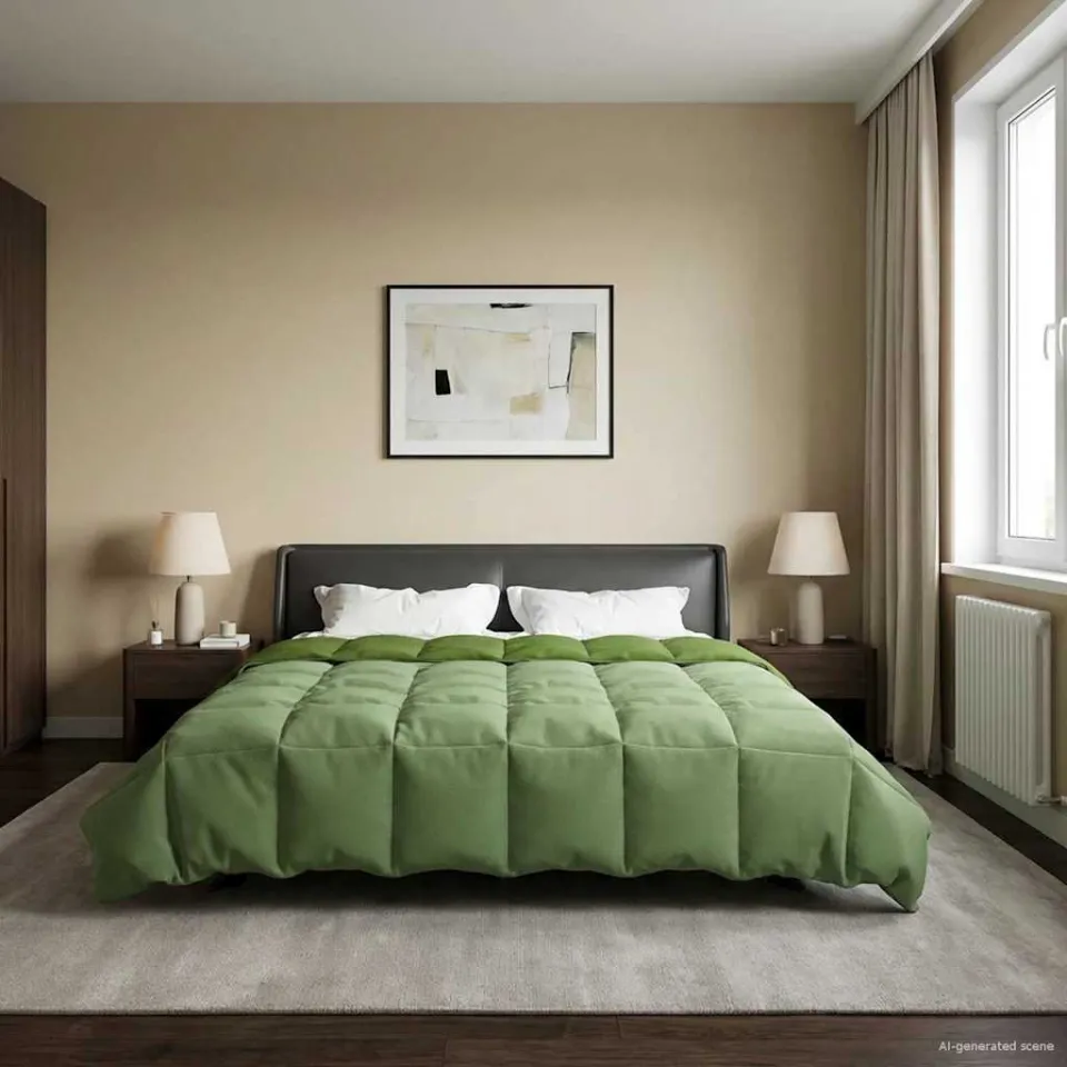 vidaXL Zomer Dekbed 240 x 260 cm Zomer 200 GSM Microvezel Groen, foto 4