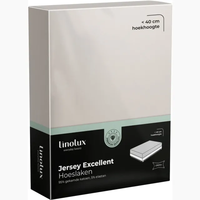 Linolux Hoeslaken Jersey Excellent Sand 120x200 t/m 130x220