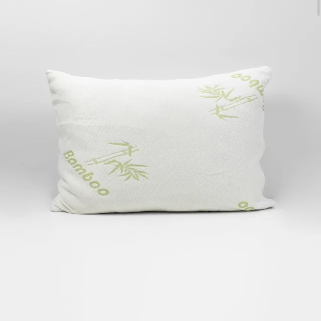 Home bedding bamboe kussen- memory foam- traagschuim- 48x60cm- anti allergieën - anti snurk- zacht, koel & drukverlagend wit/ groen