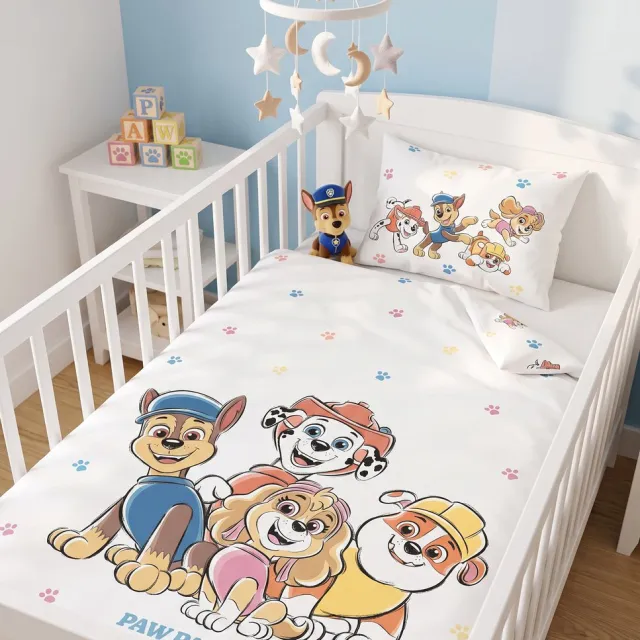 PAW Patrol Peuterdekbedovertrek print - 100 x 140 cm - 40 x 60 cm - Katoen Wit