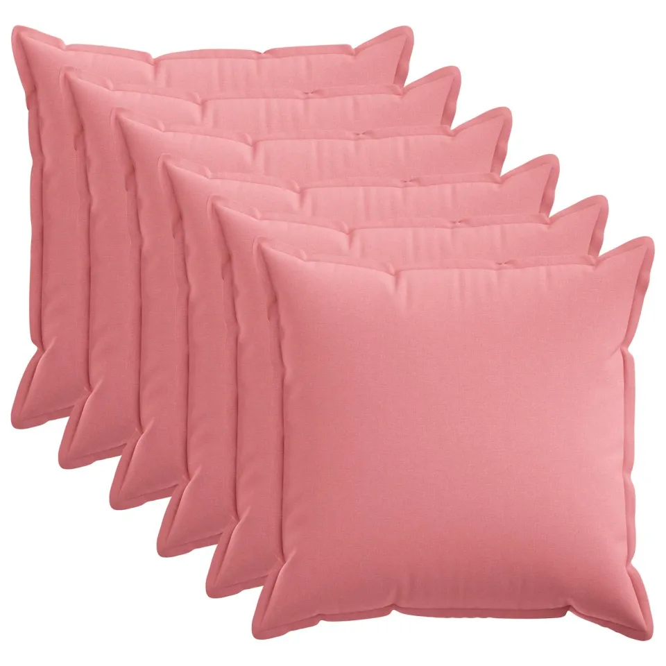 vidaXL Kussensloop 6 st HOUTEN Roze 65 x 65 cm Faux Linnen, foto 3