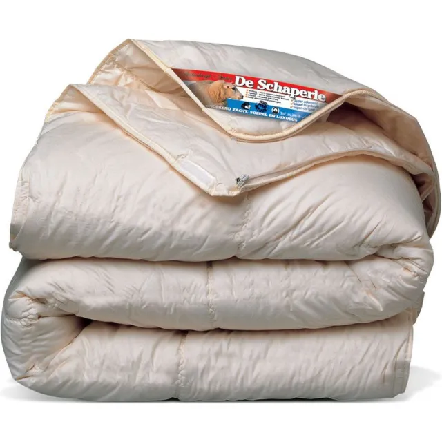 De Schaperie Luxe 4-Seizoenen 100% IWS Zuiver Scheer wollen Dekbed met Rits | All-Season | 260x220 cm (extra lang) Creme