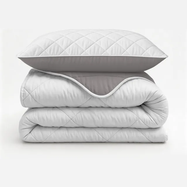 Sleeptime Dekbed zonder Overtrek - Wasbaar Dekbed - Inclusief Slopen 60x70 cm - Eenpersoons - 140x200 - Beige/Grijs