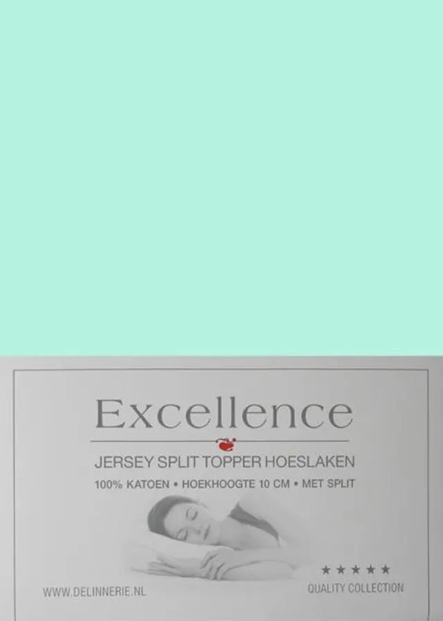 Excellence Jersey Split Topper Hoeslaken - Tweepersoons - 140x200/210 cm - Mint Green