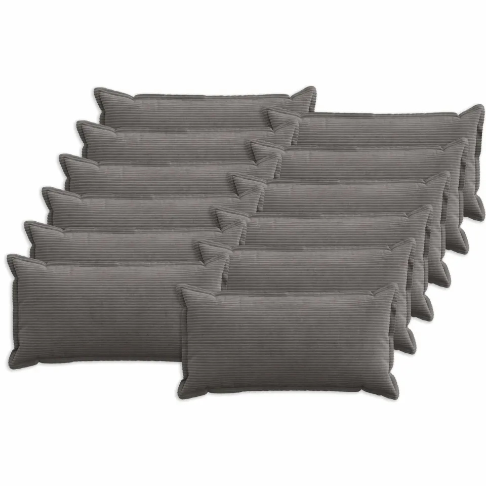 vidaXL Kussensloop 12 st HOUTEN Donkergrijs 40 x 80 cm corduroy, foto 3