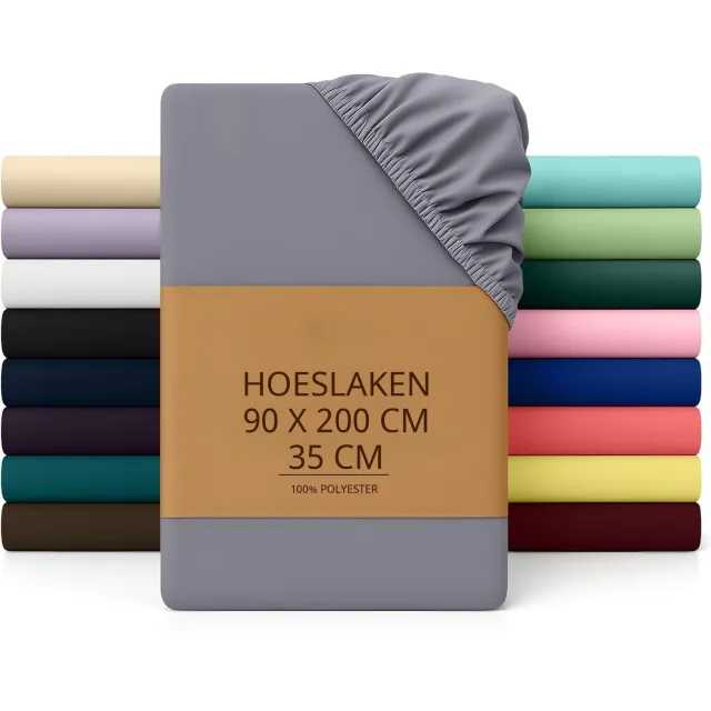 QEVA Matrasovertrek 90x200 - Matrashoes - Matrasbeschermer - Grijs - 200cm x 90cm x 1cm