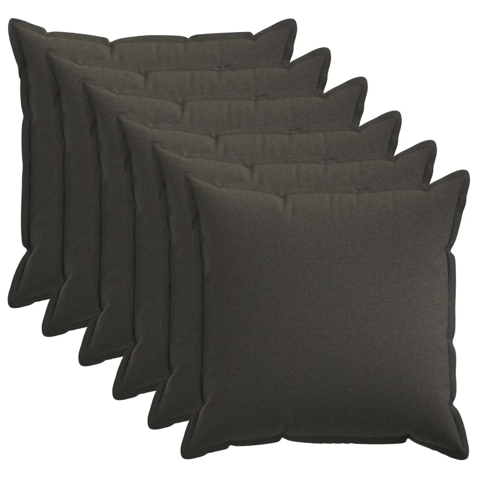 vidaXL Kussensloop 6 st HOUTEN Donkergrijs 65 x 65 cm Faux Linnen, foto 3