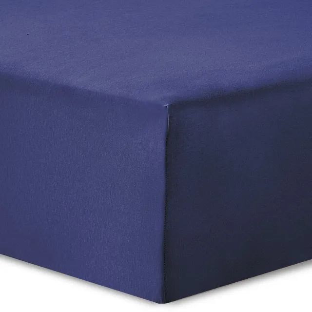 VISION home VISION Hoeslaken - Jersey katoen: Zacht, rekbaar en perfecte pasvorm - 90 x 200cm met 30cm hoekhoogte voor 1persoons bed - Geschikt voor boxspring matras - Blauw - 100% katoen Jersey - Oekotex gecertificeerd