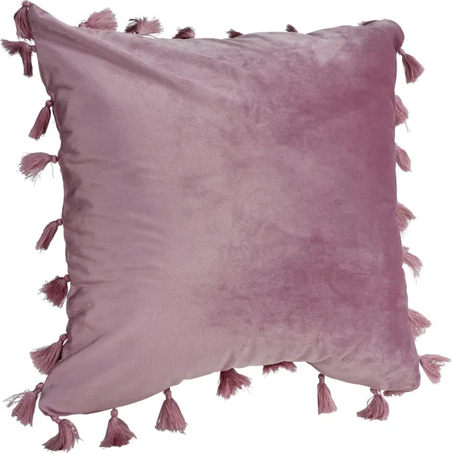QUVIO Kussensloop met franjes - Kussensloop - Kussenhoes - Kussenhoesje - Sierkussen - Kussenbeschermer - Omtrek kussen - 45 x 45 cm - Roze