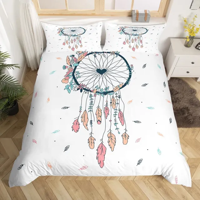 Ibenzoa Bohemian Bloemen Beddengoedset voor Meisjes en Vrouwen van Zachte Microvezel Wit
