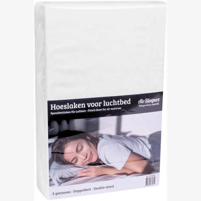 AirSleeperz Hoeslaken voor Luchtbed - 2 Persoons - 152 x 203 cm - Gemaakt van Premium Katoen Wit