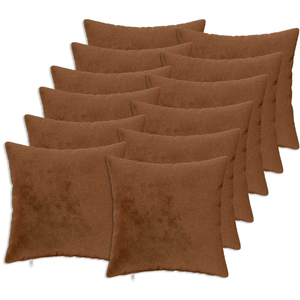 vidaXL Kussensloop 12 st HEERLEN Licht Bruin 50 x 50 cm Flanel