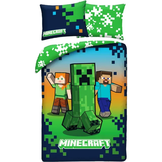 Minecraft Dekbedovertrek Creeper - 140 x 200 + 70 x 90 cm - Polyester Multi