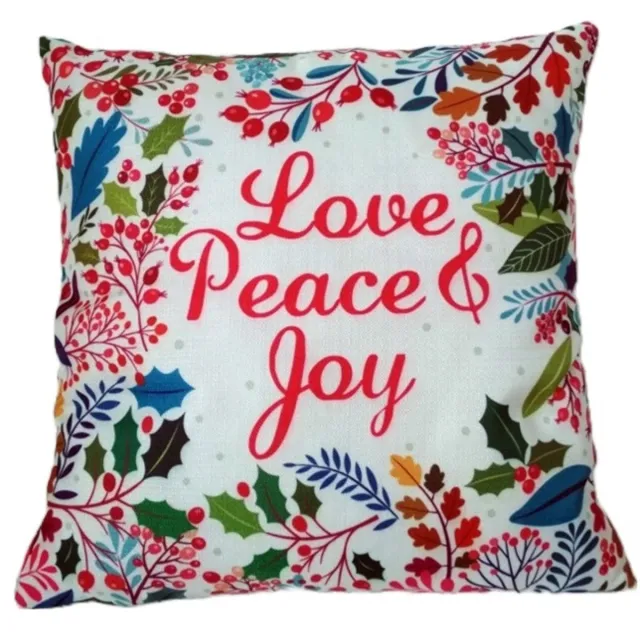 Granda Decoratieve Kussensloop 45x45 cm - Love Peace & Joy Design Veelkleurig