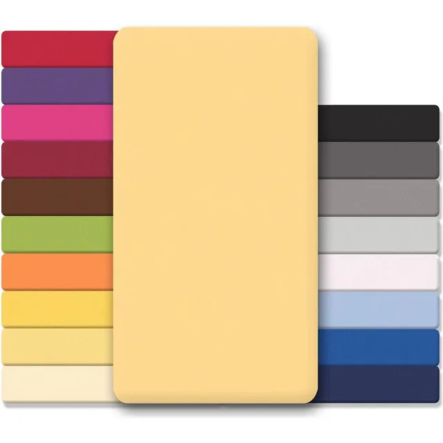 Lucina Hoeslaken Jersey Katoen Stretch 30cm Hoge Hoek - licht geel 140x200cm - 160x200cm