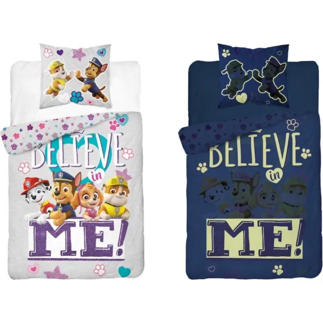 PAW Patrol Dekbedovertrek 140x200cm Kussensloop 70x80cm Katoen Glow in the dark blauw