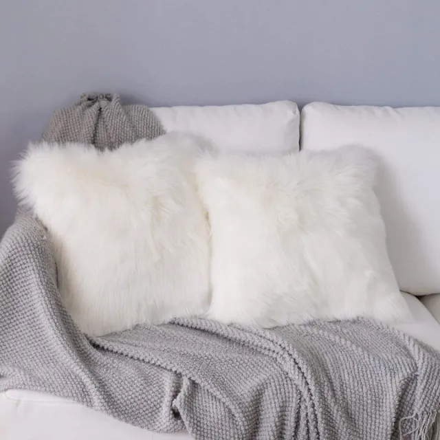 Imperatoris Kussenhoes/Kussensloop Pluche voor Woonkamer Kussen 45 x 45 cm - Fluffy Sierkussen- Cushion Cover Set van 2 wit