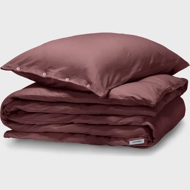 Yumeko dekbedovertrek jersey evening roze 140x220 + 1/60x70 - Biologisch & ecologisch Evening Rose