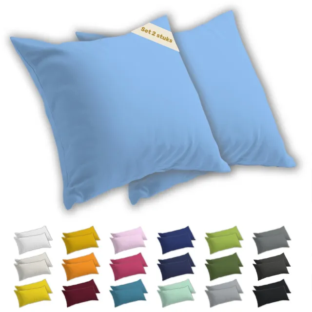 lavea Kussenslopen 50x50 cm Set van 2 – Kussenhoezen van 100% Zachte en Ademende Jersey Katoen met YKK Ritssluiting – Lichtblauw