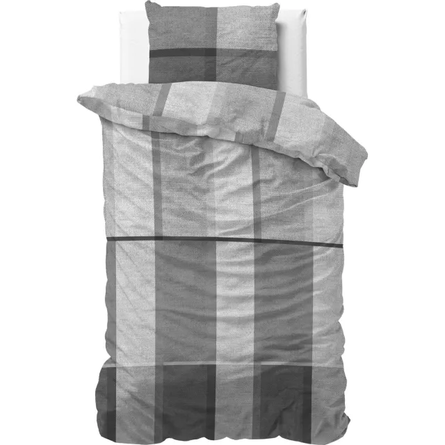 Dreamhouse Flanel Brock - Dekbedovertrek - Eenpersoons - 140x200/220 + 1 kussensloop 60x70 - Grijs