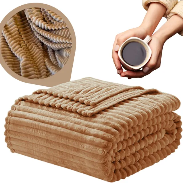 More&Deco Bruine Wafel Koc - 200x220 cm - Zacht en Warm