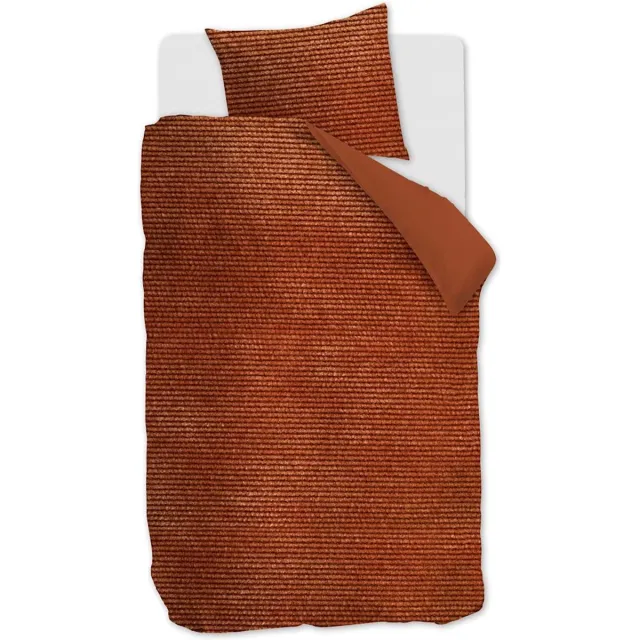 At Home by BeddingHouse Cosy Corduroy dekbedovertrek - Eenpersoons - 140x200/220 - Steenrood