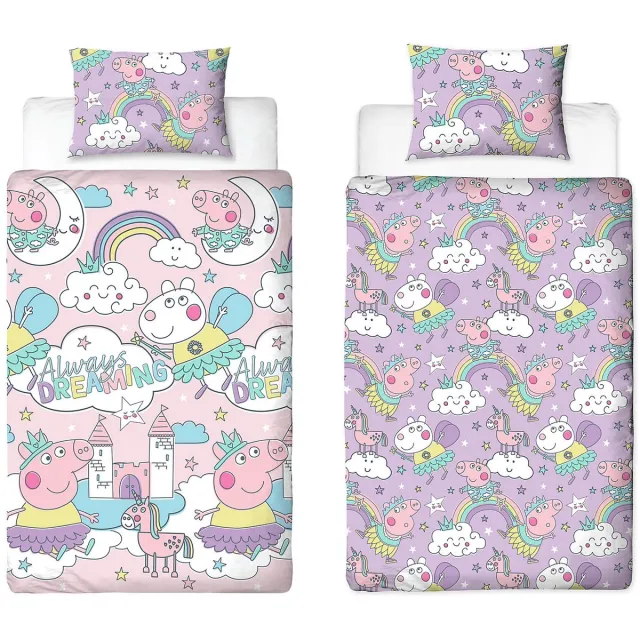 Peppa Pig Dekbedovertrek - Eenpersoons - Dubbelzijdig - Geschikt voor 140 x 200 cm. - Dekbed roze