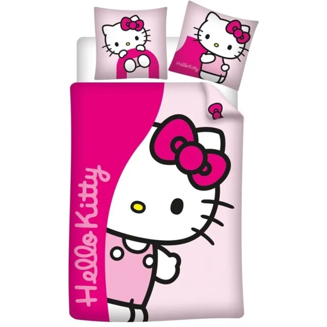 Hello Kitty & Friends Dekbedovertrek Peekaboo - 140 x 200 + 65 x 65 cm - Katoen Flanel Roze