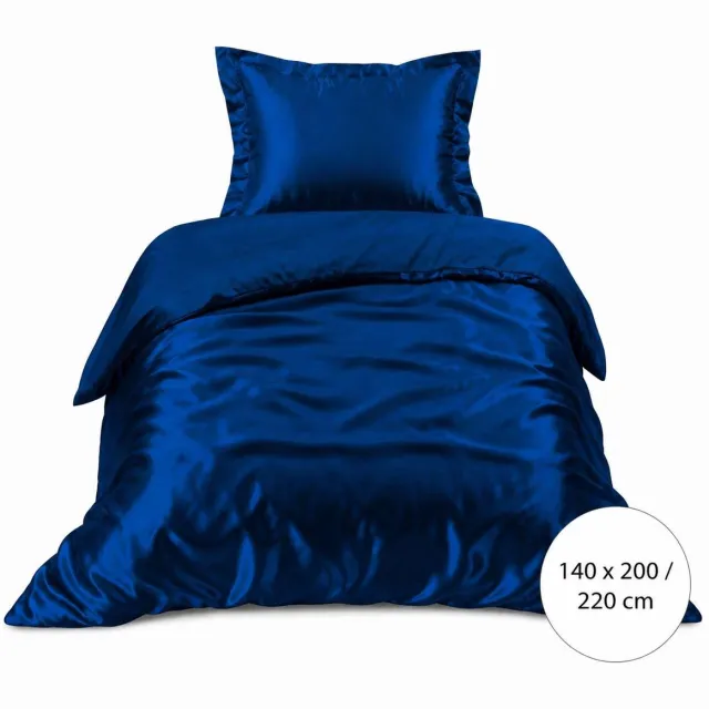 Roden Blue Satijnen Dekbedovertrek - Blauw - 1400x200/220 - Luxe & Koel - Zacht & Ademend - Incl. Kussensloop