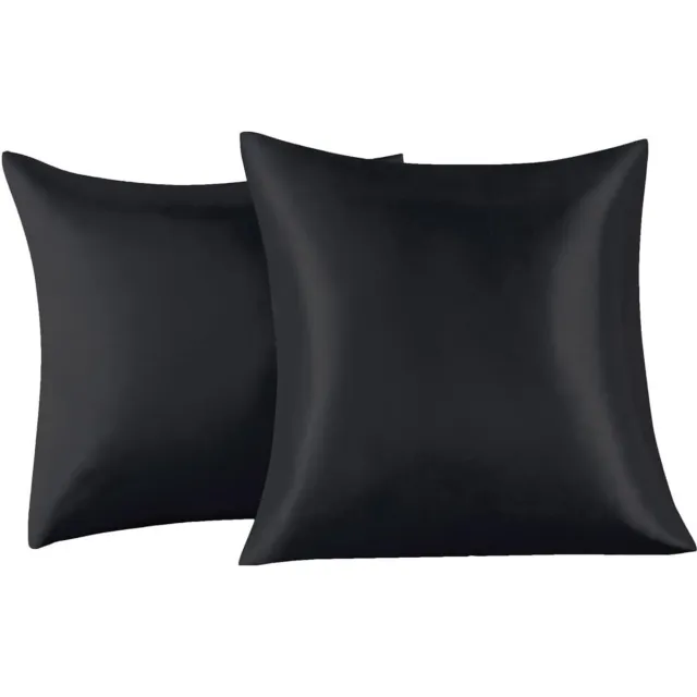 Azalia Set van 2 Zijde Zachte Kussenslopen 65x65 cm Zwart