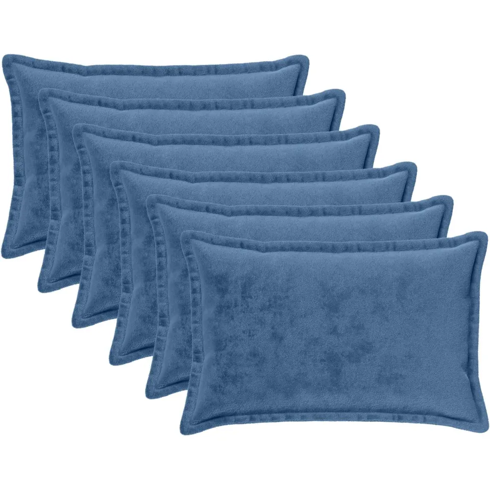 vidaXL Kussensloop 6 st HOUTEN Lichtblauw 50 x 80 cm Flanel blauw, foto 3