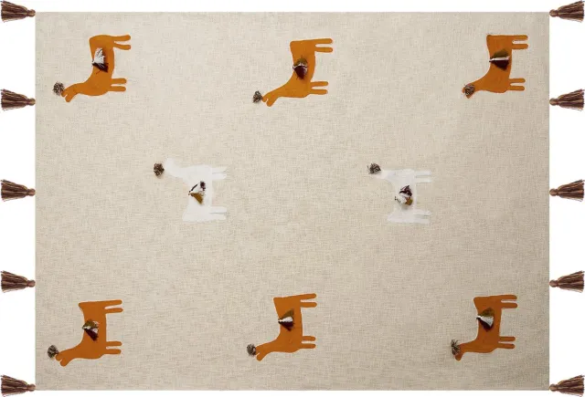 Beliani KHANDWA - Plaid - Beige - 130 x 180 cm - Katoen