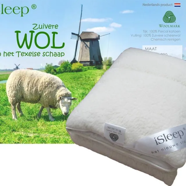 iSleep Wollen Onderdeken - 100% Wol - Eenpersoons - 80x210 cm - Ecru