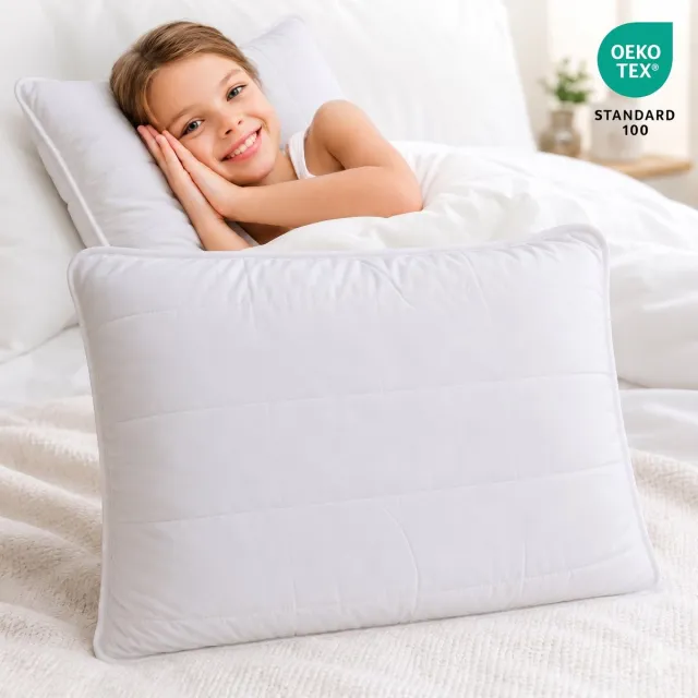 Zavelo Kinderkussen 60x70 cm - Vanaf 2 jaar - Eerste Kussen - Anti Allergisch - Verstelbaar - Zavelo Peuterkussen Puck Wit