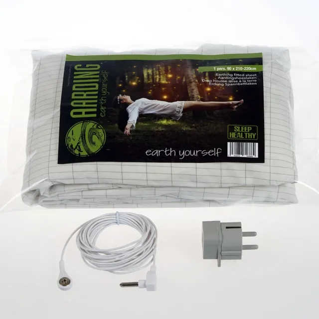 AARDING Aardingshoeslaken - 90 x 220 cm - 1 persoon - zilvergaren Wit
