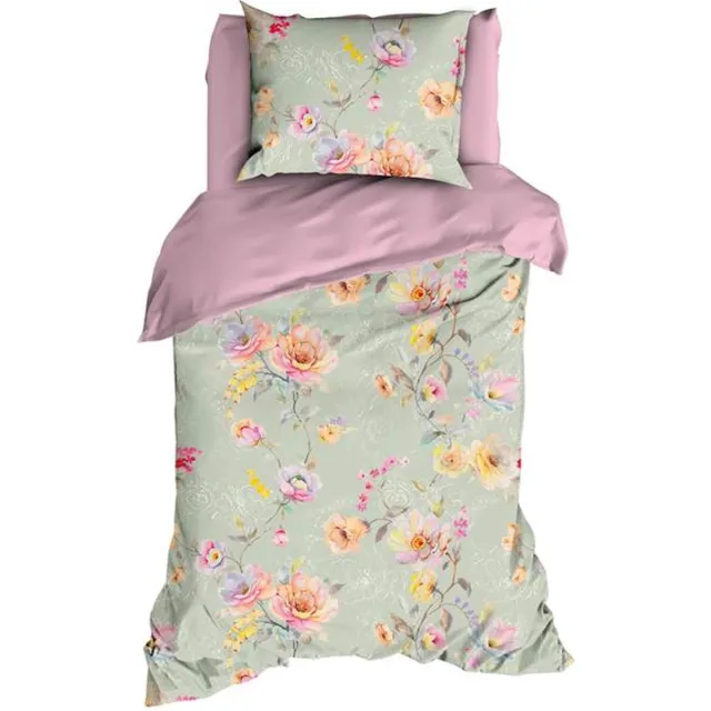 Satin D Or Satin d'Or Charlotte Dekbedovertrek - Eenpersoons - 1-persoons (140x200/220 cm + 1 sloop) - Zachtgroen