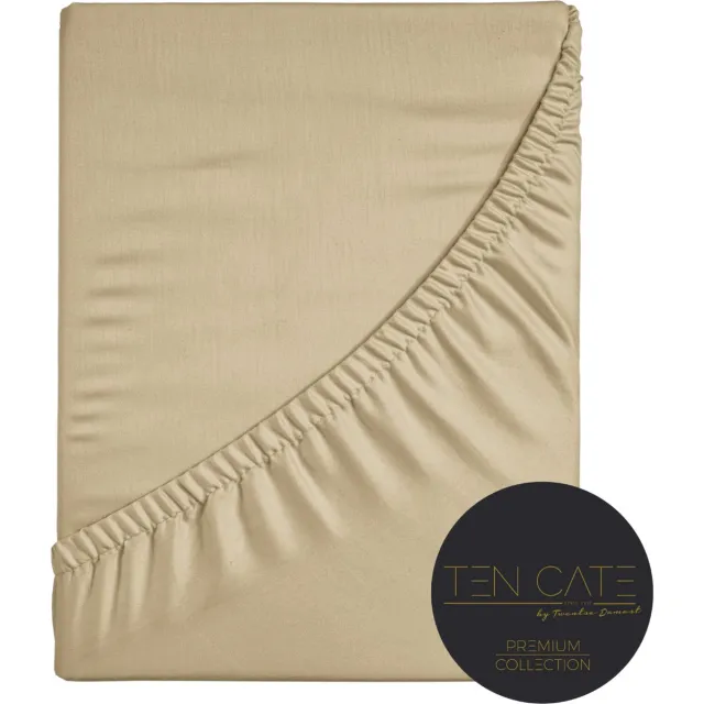 Ten Cate Premium Hoeslaken - Hoeslaken 90x200 - Hoeslakens - Katoensatijn - Geschikt voor boxspring en matras - Hoekhoogte 30cm - Elastiek Rondom - Strijkvrij - Goud - Summer Glow